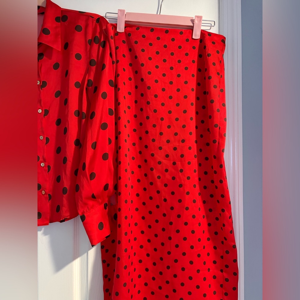 Zara Polka Dot Shirt and Pencil Skirt Set - Picture 13 of 15